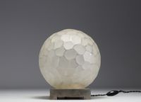 GENET & MICHON France - Imposing Art Deco hammered glass nightlight, nickel-plated metal base, unsigned.