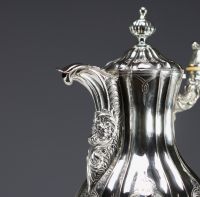 Solid silver coffee service, Belgian hallmarks, 19th century.