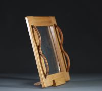 Jacques ADNET (1900-1984) attr. à - Cadre porte photo en bois et cuir, vers 1950.