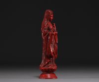 Chine -Guanyin en laque rouge de cinabre.