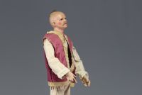Large Neapolitan shepherd in terracotta, glass eyes, 19th century.