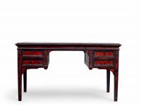 Rare bureau en bois teinté noir et écaille réalisé par la Maison Franck à Anvers, vers 1920.