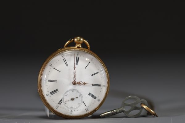 Pateck Genève - Montre à gousset en or jaune 18k, cylindre 10 rubis, capot interne en laiton, pour un poids total de 78gr.