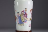 China - Famille rose porcelain vase decorated with magi and poem.