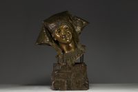 Louis HOTTOT (1834-1905) ‘L'Egyptienne’ Green patina bronze proof, signed.