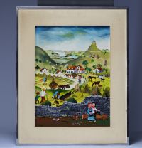 Marie-Louise BATARDY (1943- ) ‘Village animé’ oil on canvas.