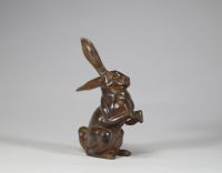 Pierre CHENET (né en 1922) – Lapin assis, sculpture en bronze