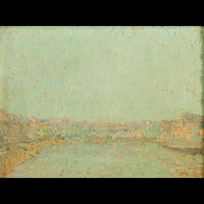 VAN BEVER (XIX-XX) Impressionist view of the port of Deauville, oil on canvas, signed.