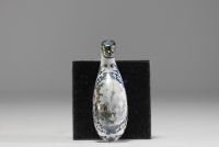 China - Polychrome porcelain fibula with landscape decoration, blue mark, 19th century.