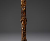 Art Populaire - Carved wooden cane decorated with circus characters and animals, 19th century.