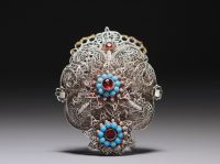 Rare boucle de ceinture ou de cape en argent filigrané, Russie, XVIIIème.