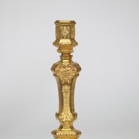 Paire de bougeoirs en bronze doré France, époque Régence, vers 1740