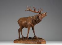 Rare carved stag from the Black Forest, 19th century.
