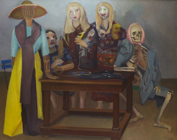 Robert LIARD (1911-1988) ‘Les couturières et la mort’ Oil on canvas, signed.