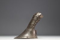 Wrought iron armour gauntlet finely engraved with foliage, Italy, 16th century.