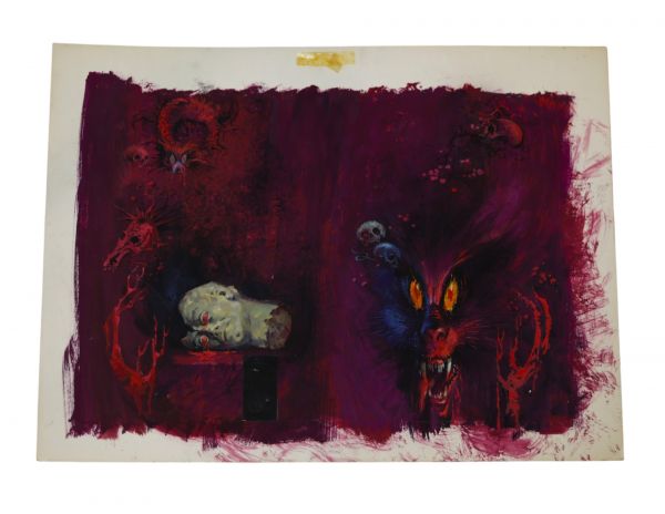 Henri Lievens (1920–2000) – Gouache originale – Projet de couverture pour La Malvenue et autres récits diaboliques Claude Seignolle – Marabout Fantastique n°G215, 1965 Œuvre originale unique – Illustration préparatoire publiée  Artiste : Henri Lievens (1920–2000) Titre : La Malvenue Auteur du livre : Claude Seignolle Éditeur : Éditions Gérard / Bibliothèque Marabout – Collection Fantastique Numéro
