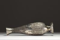 India - Persia - Islamic Qajar vase in solid silver, 19th century.