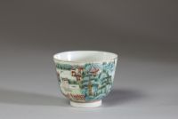 Chine - Ensemble de deux bols en porcelaine polychrome famille rose, époque Qing.