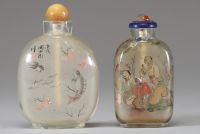 Ensemble de deux tabatières en verre à décor intérieur peint, Chine, dynastie Qing , fin du XIXe siècle