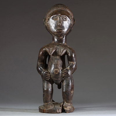 Afrique RDC - Fétiche janiforme Hemba « Kabeja »en bois sculpté, Congo RDC, 1ère moitié XXème.