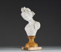 Polydor COMEIN (1848-1907) ‘Soubrette’ Bisque bust on marble and bronze base.