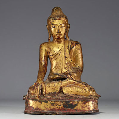 Asia - Gilded bronze Buddha in the position of taking the earth as witness, 19th century.