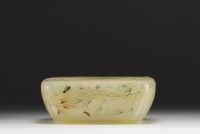 DAUM Nancy - Acid-etched glass bowl with enameled floral and bee decoration, signed.