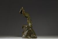 Alfredo PINA (1883-1966) - ‘The Tormented Man’ Green patina bronze print, signed.
