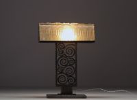 Desk lamp in sandblasted glass Art Deco.