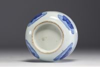 China - White and blue porcelain brush with sage decoration.