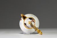 Meissen - Soft paste polychrome porcelain hot milk jug, painted port decoration, crossed swords mark, 18th century.