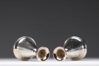 Pair of solid silver candlesticks, Norway, signed.
