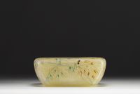 DAUM Nancy - Acid-etched glass bowl with enameled floral and bee decoration, signed.