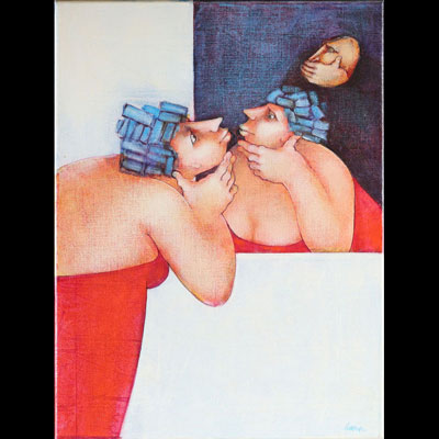 Simone TOUSSAINT (1940-2004) ‘Reflet’ Large expressionist oil on canvas, signed.