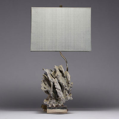 Willy DARO (XXth) - Blue coral and silver-plated brass lamp, circa 1970.