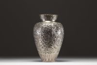 Solid silver vase with repoussé floral decoration, hallmarked H 800.