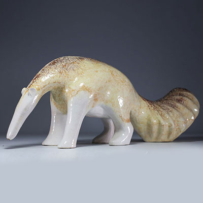 Roger DUTERME (1919-1997) Large anteater in glazed terracotta, artist's stamp, circa 1970.