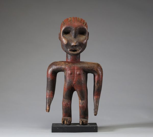Afrique - Superbe statuette Nyamwezi en bois ancien, très belle polychromie et patine tribale, Tanzanie.