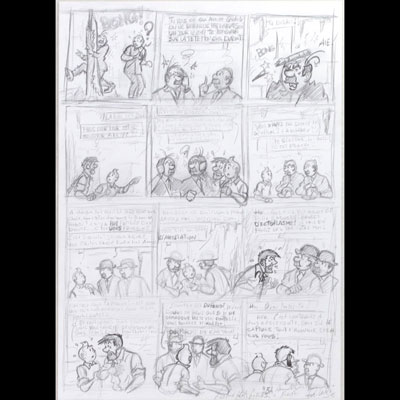 Planche de bande dessinée au crayon et encre de Chine.