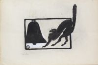 Théophile Alexandre STEINLEN (1859-1923) Four Indian ink drawings of the black cat, research study for the sign.