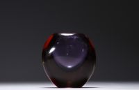 Flavio POLI (1900-1984) Vase en verre nuancé violet rouge et brun, travail italien exécuté par Seguso Vetri à Murano vers 1955/60.
