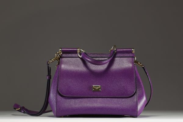 DOLCE & GABBANA - ‘Miss Sicily’ Purple leather handbag and shoulder bag.