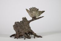 Bronze de Vienne – Oiseau sur une souche, début XXe siècle.
