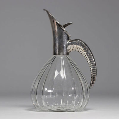 WILHELM BINDER - Crystal and silver wine decanter hallmarked 835, circa 1930.