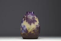 Émile GALLÉ (1846-1904) Acid-etched multi-layered glass blown vase with floral design, signed.