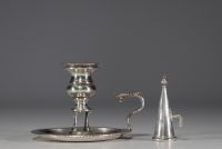 Solid silver hand candlestick, probably Great Britain, 18th century.