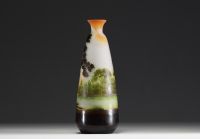 Émile GALLÉ (1846-1904) - Acid-etched multilayer glass vase with landscape decoration, signed.
