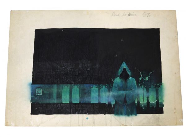 Henri Lievens (1920–2000) – Gouache originale Projet de couverture pour Le Moine / Le chef-d’œuvre du Roman noir Matthew G. Lewis – Marabout Fantastique n°267, 1971 Œuvre originale unique – Illustration préparatoire pour une couverture effectivement publiée  Artiste : Henri Lievens (1920–2000) Titre : Le Moine Auteur : Matthew Gregory Lewis Éditeur : Bibliothèque Marabout – Collection Fantastique