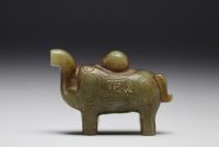 China - Very rare and exceptional celadon jade elephant, SHANG dynasty.