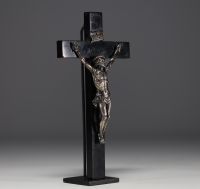 Christ on the Cross in solid silver, gold and rubies, Pontifical hallmark, Rome, late 17th century.